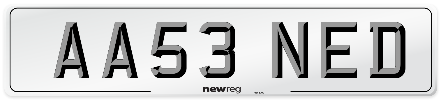 AA53 NED Number Plate from New Reg